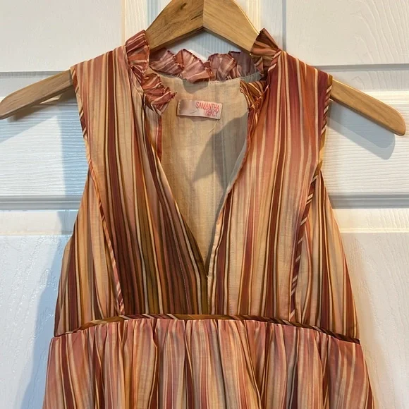 SAMANTHA TREACY Striped Deep V-neck Cocktail Dress - Picture 3 of 12